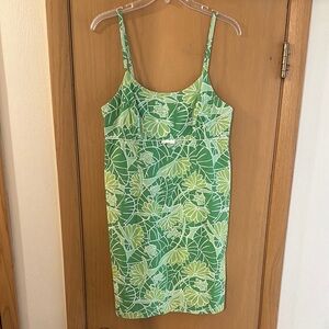 Lilly Pulitzer Women’s Vintage Floral Frog Print Dress Green Cotton Size 8
